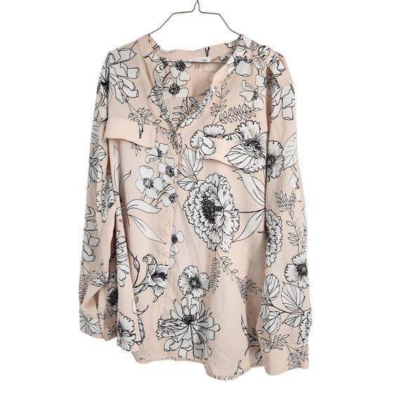 Calvin Klein Floral Pink Long Sleeve Top Womens Size 2X - Picture 1 of 5